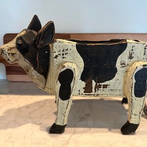 Wooden Cow Planter Box